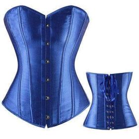 Bustier Lace up Boned Top Corset Waist Shaper (Option: L-Blue)