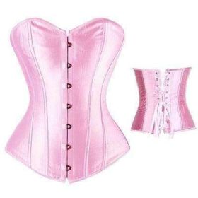 Bustier Lace up Boned Top Corset Waist Shaper (Option: XXL-Pink)