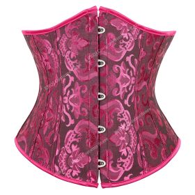 SEXY Gothic Underbust Corset and Waist cincher Bustiers Top Workout Shape Body Belt Plus size Lingerie S-6XL (Color: BlackRose)