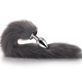 Metal Feather Anal Toys Fox Tail Anal Plug Erotic Anus Toy Butt Plug Sex Toys for Woman and Men Sexy Butt Plug Adult Accessories (Color: Gray)